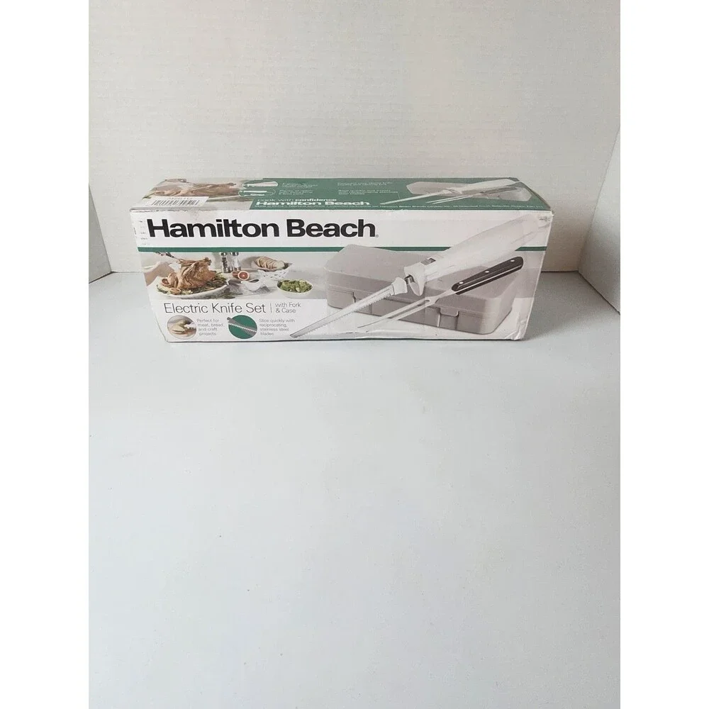 Hamilton Beach Electric Carving Knife And Fork Set With Case White